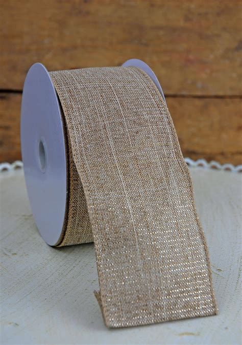 Gold Burlap Wired Ribbon 2 5in X 24ft