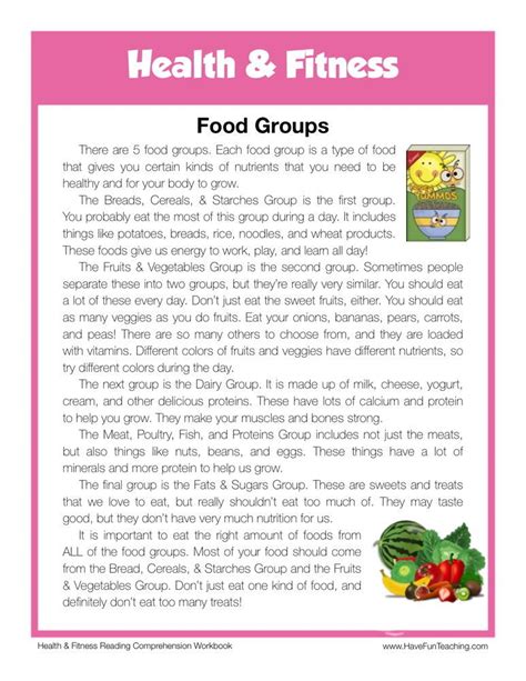 Growing Health And Fitness Reading Comprehension Worksheet Artofit