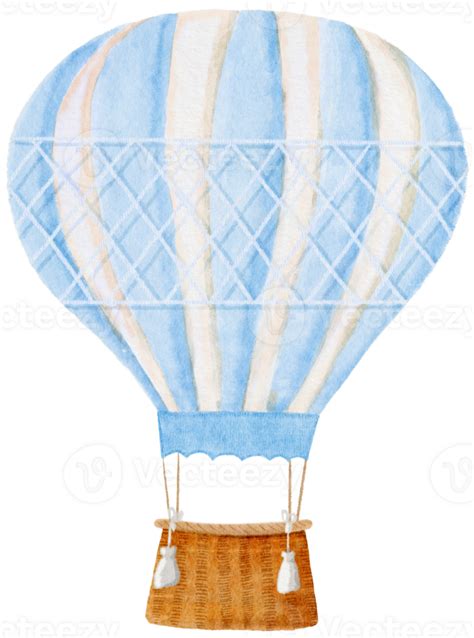 Watercolor Blue Hot Air Balloons For Baby Shower Boy Nursery Decorations 46304384 PNG