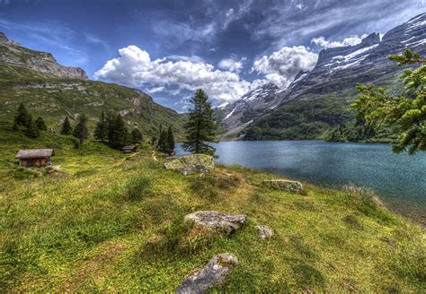 Fondos de Pantalla Suiza Montañas Lago Casa Piedras Fotografía De