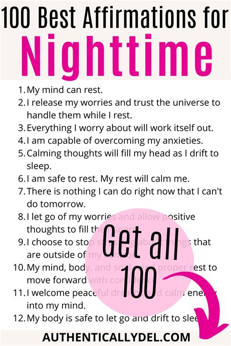 Nighttime Affirmations For Before Bed Authentically Del