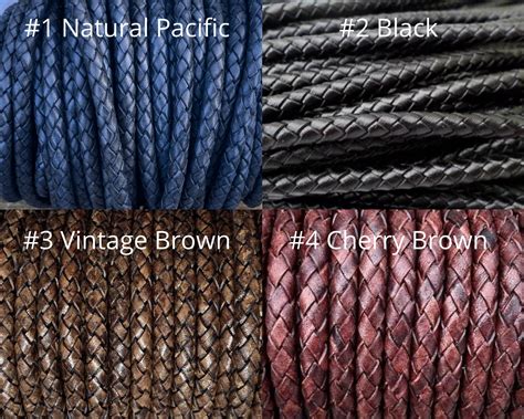 6mm Bolo Braided Leather Cord 13 Colors By The Yard Distressed