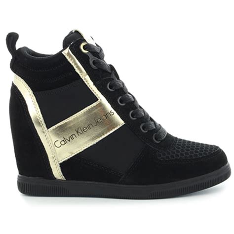 Calvin Klein Baskets Compens Es Femme Beth Black Gold