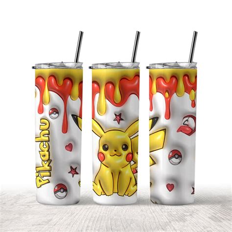 Pkm Pikachu D Oz Skinny Tumbler Wrap Png Cartoon Anime Tumbler Png