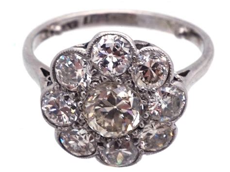 Edwardian Ct Gold Platinum Large Diamond Cluster Ring G The