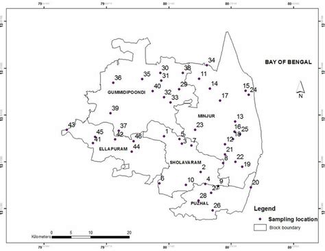 Ground Water Sampling Locations Of The Coastal Blocks Of Tiruvallur