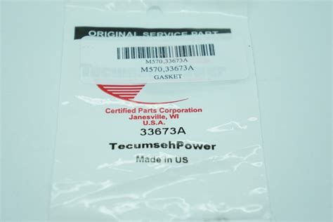 GENUINE OEM TECUMSEH PART 33673A GASKET INTAKE PIPE GASKET REPLACES