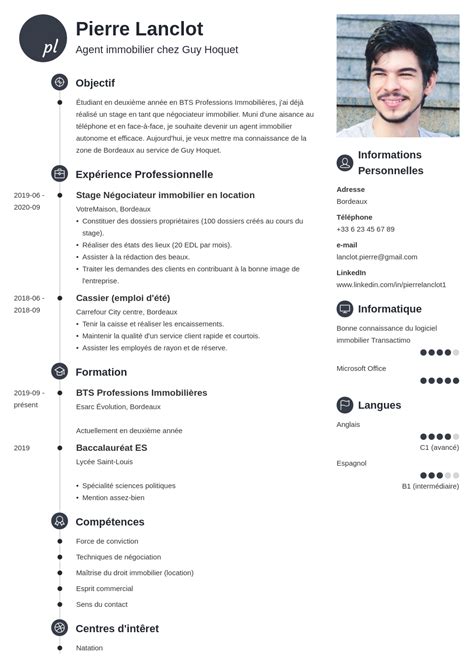 Exemple de CV d agent immobilier tous niveaux d expérience