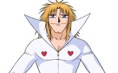 An Anime Character With Long Blonde Hair Wearing A White Shirt And Red