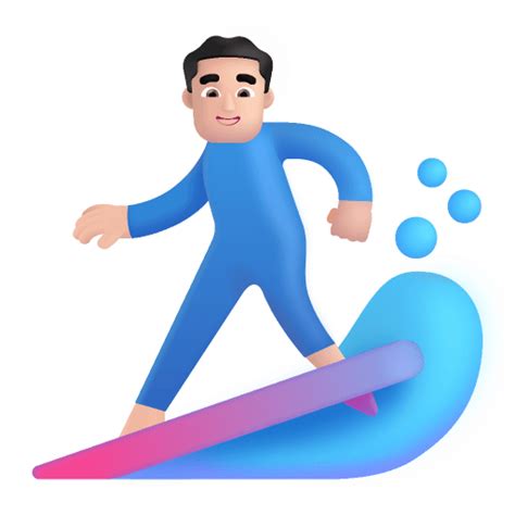 Man Surfing 3d Light Icon Fluentui Emoji 3d Iconpack Microsoft