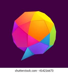 Low Poly Sphere Speech Bubble Logo Stock Vector Royalty Free