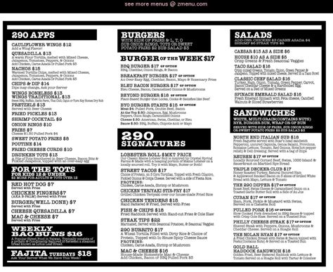 Menu At 290 Maine St Pub And Bar Norway