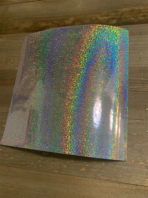 12 X 12 Silver Rainbow Holographic Glitter Vinyl Etsy