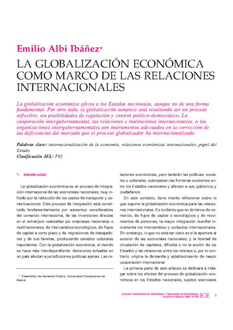 12 globalizacin econmica Emilio Albi Ibáñez LA GLOBALIZACIÓN