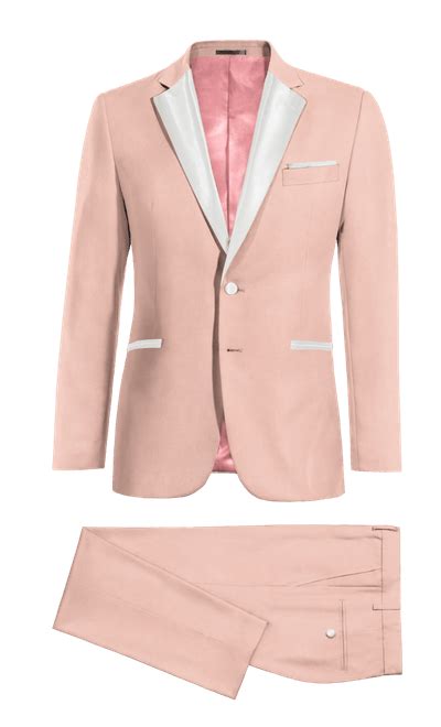 Pink Stretch Tuxedo With White Lapel