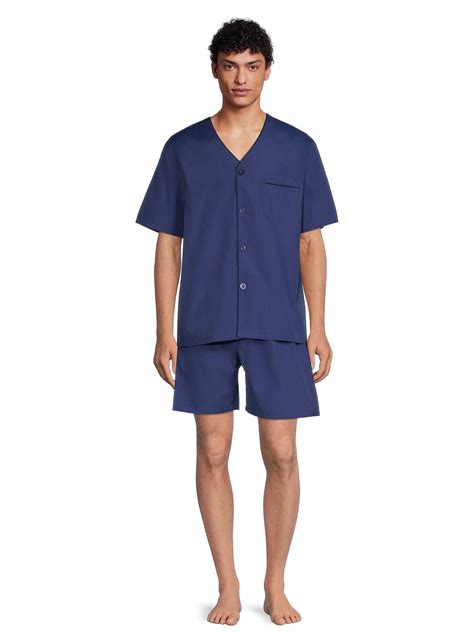 Hanes Mens And Big Mens Short Sleeve Top And Shorts Woven Pajama Set