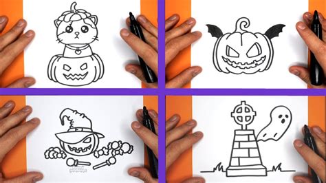 10 CUTE AND EASY HALLOWEEN DRAWING TUTORIALS COMPILATION BY HAPPY DRAWINGS