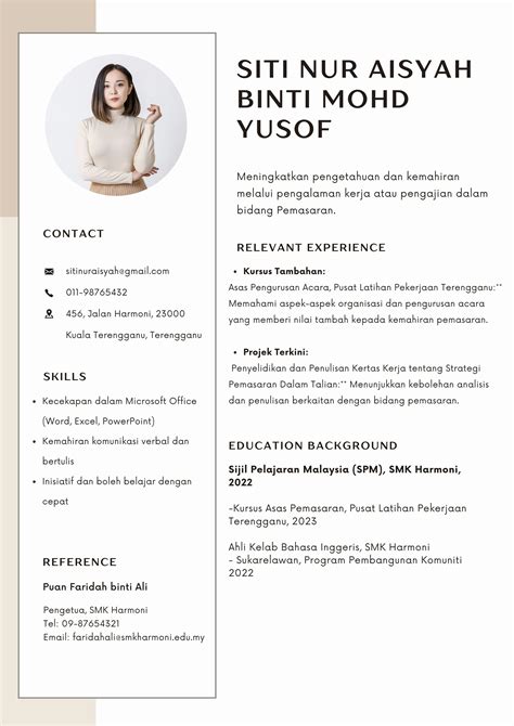 Contoh And Template Resume Fresh Grad Dan Lepasan Spm