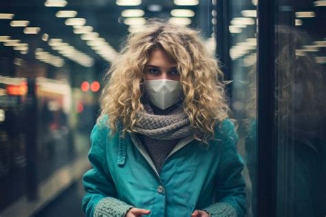 Premium Photo Blonde Girl With Medical Mask Indoors