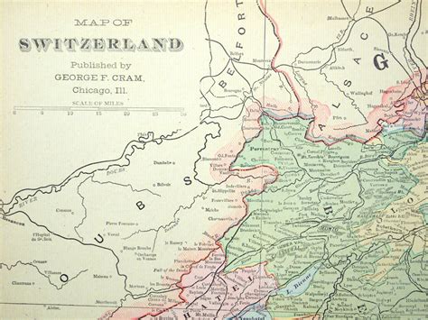 1901 Antique Map Of Switzerland Antique Switzerland Map Etsy