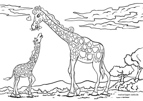 Malvorlage Giraffe Wilde Tiere Ausmalbild Kostenlos Herunterladen