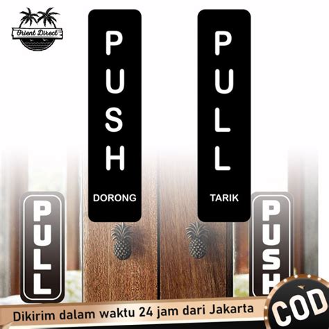 Sepasang Sticker Push Pull Door Akrilik Sign Board Dorong Tarik