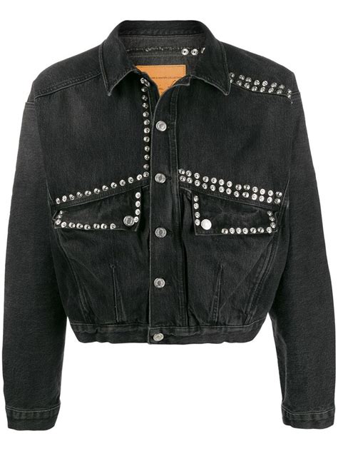 Martine Rose Stud Embellished Cropped Denim Jacket Farfetch Cropped