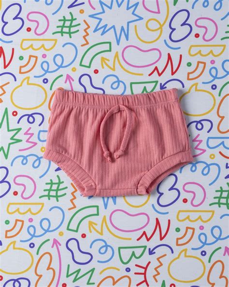 Shorts Tapa Fralda Beb Canelado Rosa Salm O