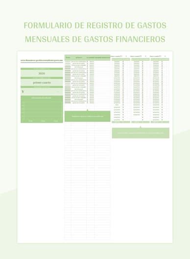 Plantilla De Excel Formulario De Registro De Gastos Mensuales De Gastos