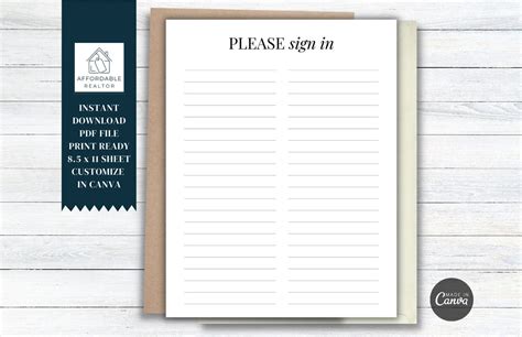 Please Sign in Sheet Guest Register Multipurpose Real - Etsy