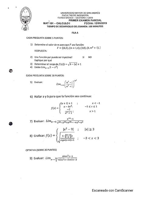 Calculo I 1er Parcial Ii 2019 Examen Resuelto Compress UNIVERSIDAD