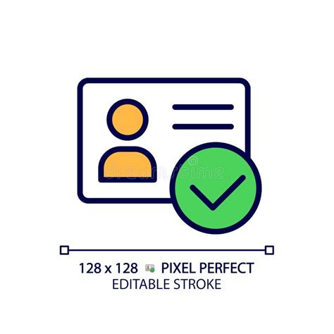 Identity Verified Pixel Perfect Rgb Color Icon Stock Vector