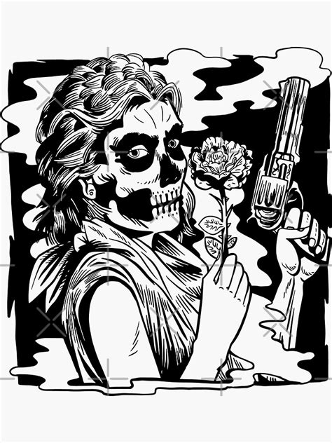 Woman Skeleton With Gun Sticker For Sale By Ibruster Redbubble