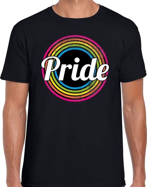 Regenboog Cirkel Pride T Shirt Zwart Heren LHBT Gay Pride Shirt Kleding Bol