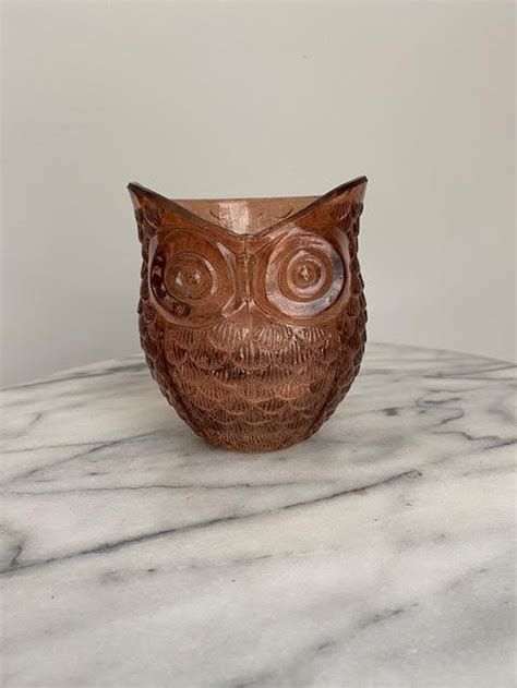 Vintage Glass Owl Decor Candle Holder Etsy