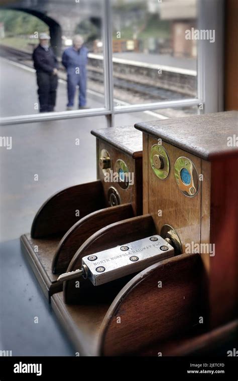 Vintage Railway Key In Machine In Signal Box Weybourne Norfolk England