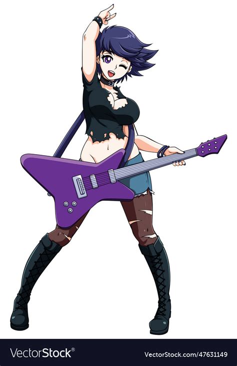 Anime musician on white Royalty Free Vector Image