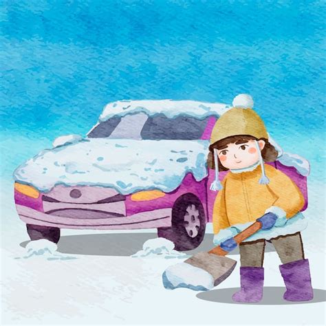 Free Vector Watercolor Winter Car Illustration