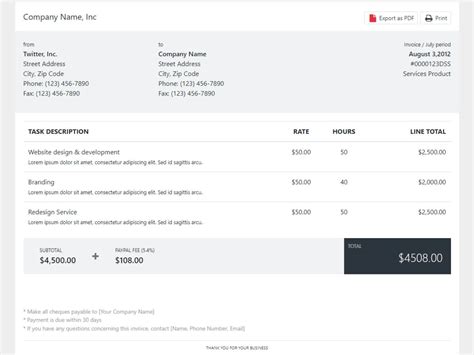 Best Simple Free Html Invoice Templates