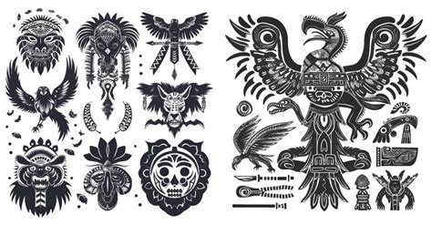 Premium Vector | Aztec and maya ancient animal symbols