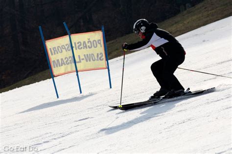 A skier on a piste in the Maribor Pohorje Mountain Range, the venue of ...