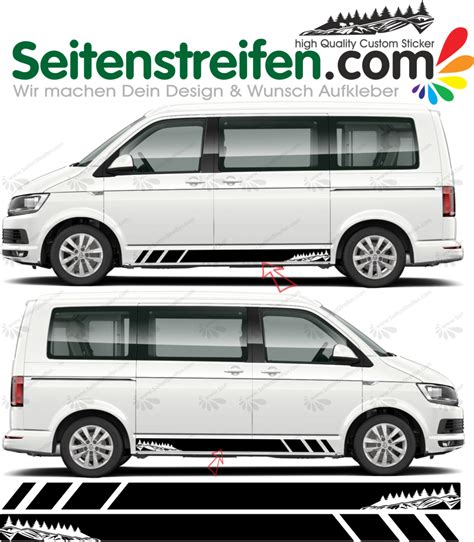 Vw Bus T4 T5 T6 Wald Und Berge Seitenstreifen Aufkleber Dekor Sticker