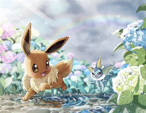 Eevee And Vaporeon Pokemon Drawn By Nako Nekono Shippo Danbooru