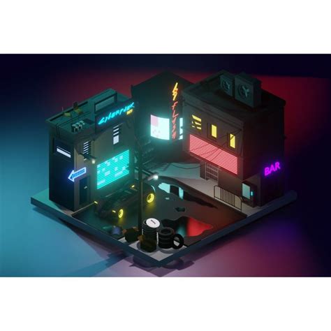 Cyberpunk 2077 Diorama Low Poly by Vasudev Singh ChauhanI was tweaking ...