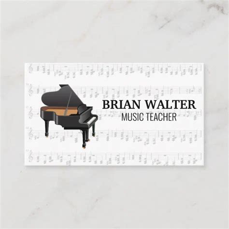 Music Teacher Piano Logo Pianist Business Card Zazzle