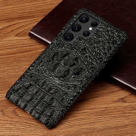 Funda De Piel Aut Ntica Con Cabeza De Cocodrilo D Para Samsung Galaxy