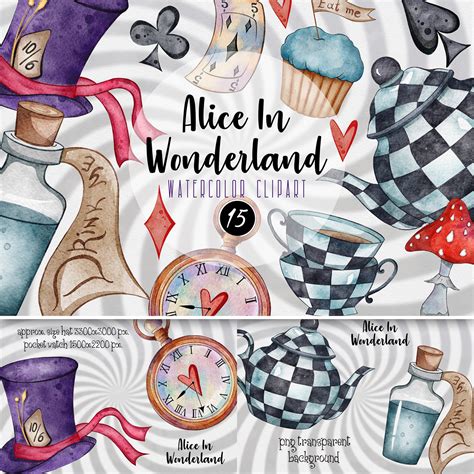 Alice In Wonderland Clipart Watercolor Tea Party Fair
