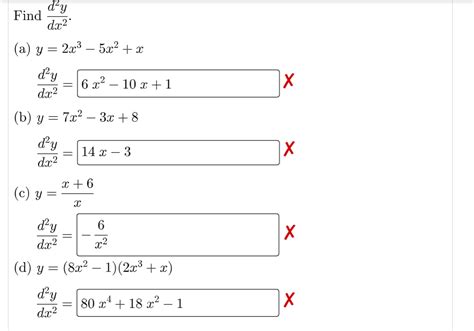 Answered Dy Dx² A Y 2x³ 5x² X D²y Dx²… Bartleby