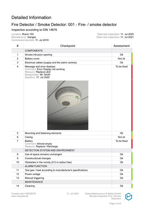 Smoke Detector Log Sheet Printable