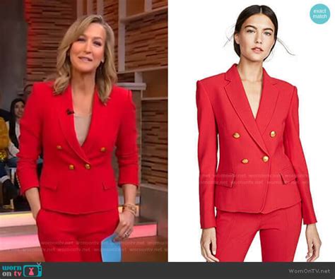 Wornontv Laras Red Blazer And Slit Pants On Good Morning America Lara Spencer Clothes And